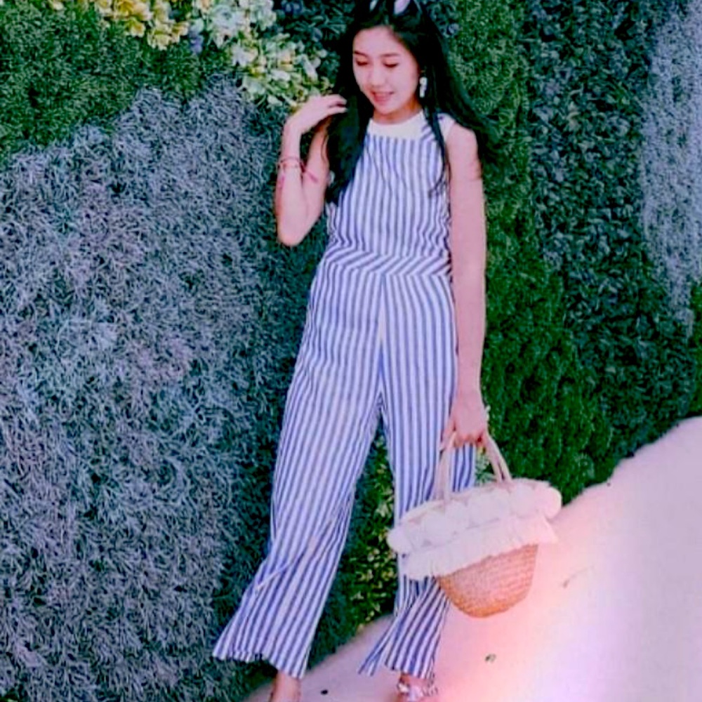 Mango Blue & White Striped Jumper